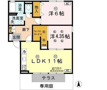 ＪＡハイツ谷川Ⅰ　A棟の間取り
