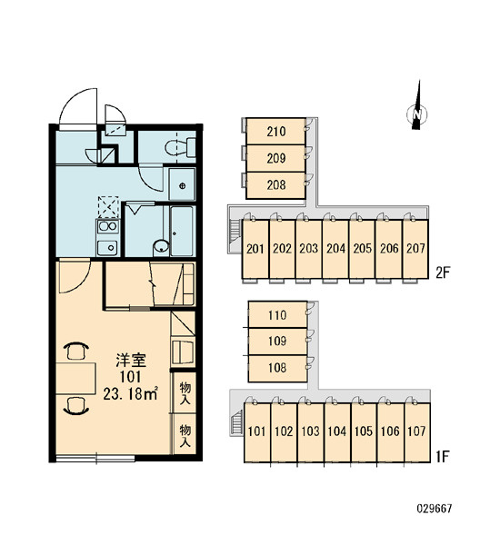 レオパレス里Ⅱの区画図|画像3