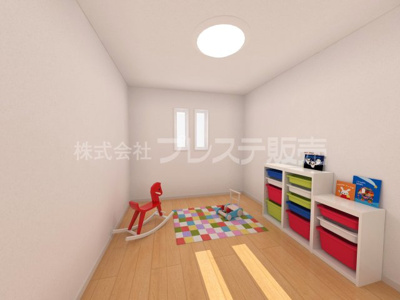 【洋室】 | 大和郡山市新木町の新築一戸建 全３区画 | Ｂ号地２階洋室（子供部屋）完成イメージ／全室南向きですので、陽あたり良好です♪