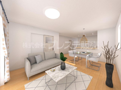 【居間・リビング】 | 大和郡山市新木町の新築一戸建 全３区画 | Ｂ号地リビング完成イメージ／南向きですので、陽あたり良好です♪