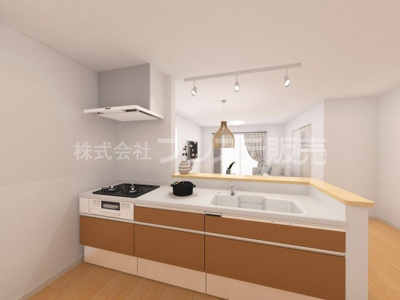 【キッチン】 | 大和郡山市新木町の新築一戸建 全３区画 | Ｂ号地キッチン完成イメージ／人気の対面キッチン♪