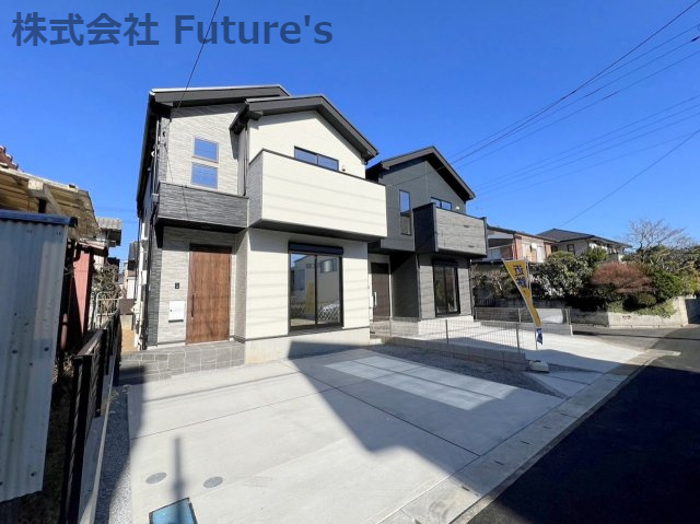 流山市東初石4丁目　新築戸建　全2棟　1号棟の外観|南側道路につき陽当たり良好です