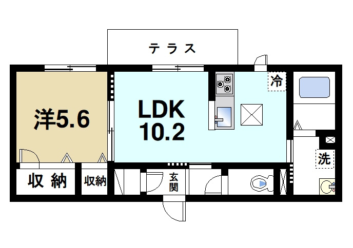 リボーン谷田の間取り|ゆとりの1LDKタイプです