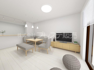 【居間・リビング】 | 大和郡山市新木町の新築一戸建 全３区画 | Ａ号地リビング完成イメージ／陽あたり良好です♪