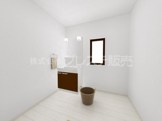 【洗面所】 | 大和郡山市新木町の新築一戸建 全３区画 | Ａ号地洗面完成イメージ／シャワー付き洗面化粧台