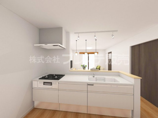 【キッチン】 | 大和郡山市新木町の新築一戸建 全３区画 | C号地キッチン完成イメージ／人気の対面キッチン♪