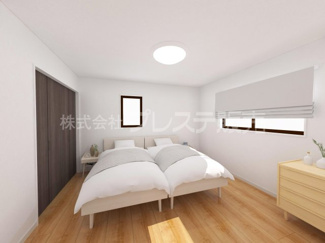【洋室】 | 大和郡山市新木町の新築一戸建 全３区画 | C号地２階洋室（主寝室）完成イメージ／南向きですので、陽あたり良好です♪