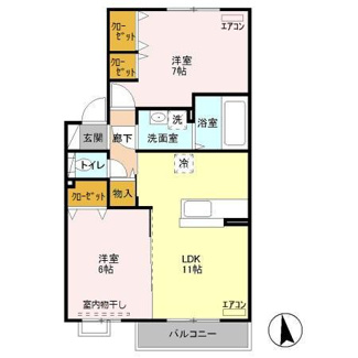 【間取り】 | クローバーヒル城南　Ｂ