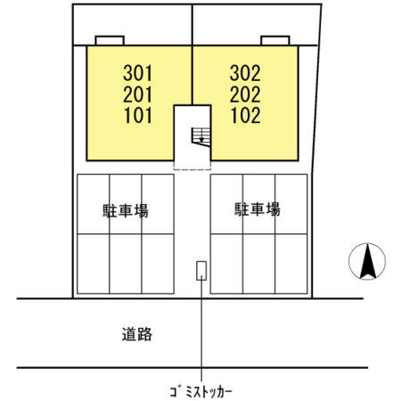 熊本市中央区水前寺５丁目のアパートの区画図
