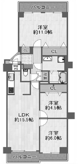 【間取り】 | サンロイヤル池田バードヒルズ１号館