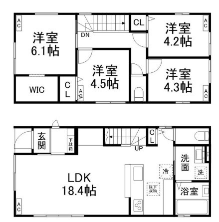 加古郡播磨町北本荘1丁目　中古戸建の間取り|4LDK＋WICです。