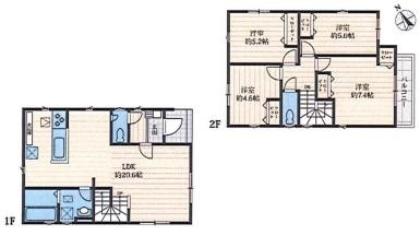久喜市上町　新築一戸建て　02　クレアスタウン　の間取り|リビング階段はご家族のご帰宅を確認出来て安心です♪