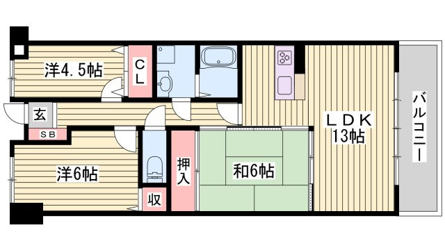 プラザハイツ二ツ屋B棟の間取り