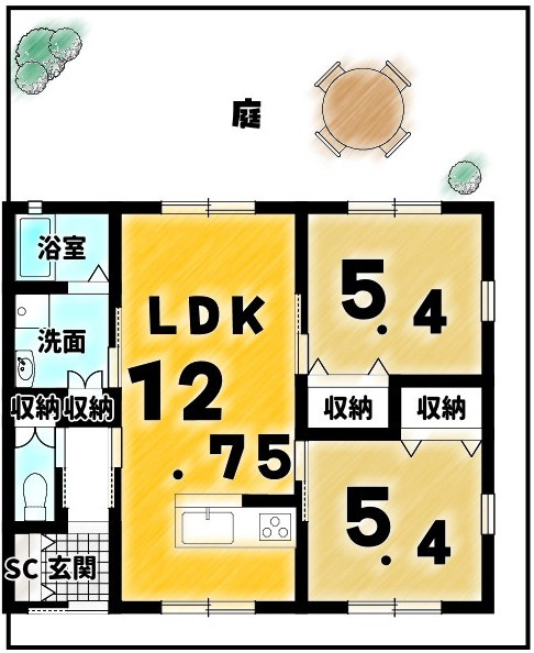 山ノ内中畑町の間取り|広々お庭付！
夏にはプールなども楽しめます♪