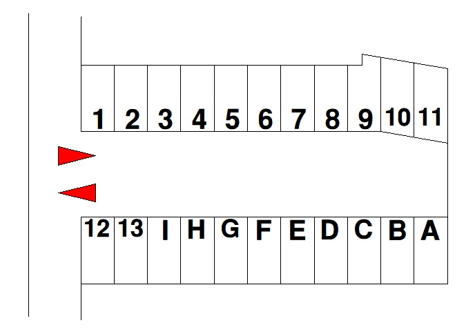 川原城モータープールの区画図