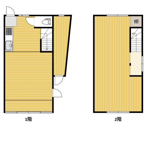 【間取り】 | 南街１丁目住付店舗 | 1階、2階利用可