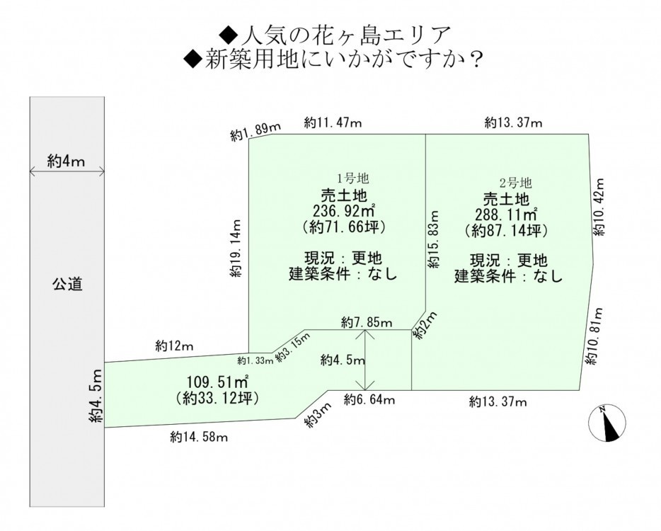 花ケ島町赤江　1号地の土地図
