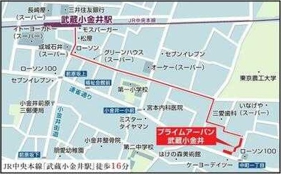 プライムアーバン武蔵小金井の地図