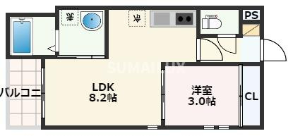熊本市中央区黒髪１丁目のアパートの間取り