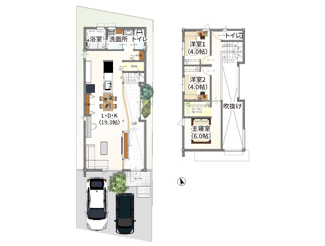 【参考プラン】 | 宇治市木幡平尾　2区画　D号地　売土地　建築条件付き | 自由設計になりますので設計士と直接お話していただきオンリーワンのおうちづくりが可能です！需要の多いランドリールームも実現可能です。一緒に楽しくお家づくりをしていきましょう！