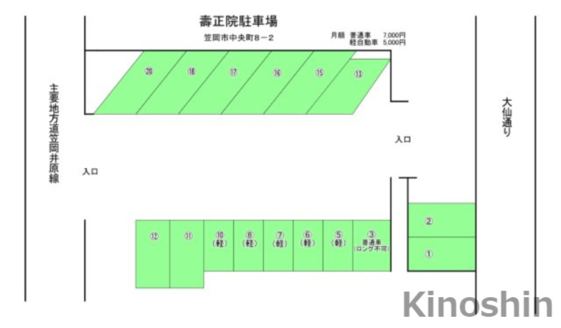 壽正院駐車場の区画図