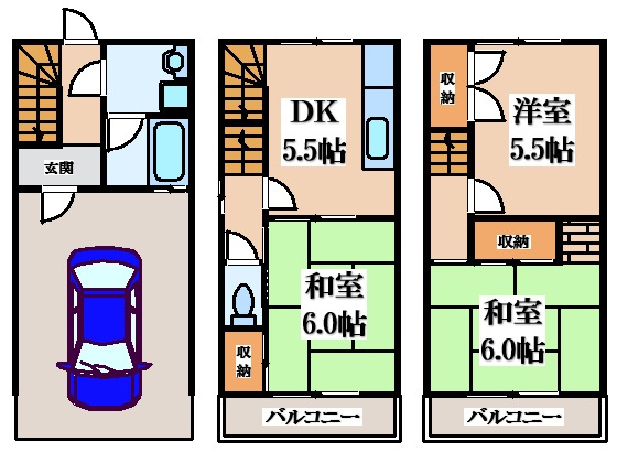 【間取り】 | 瓢箪山町貸家