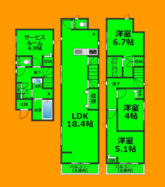 船橋市前原西３丁目の一戸建ての間取り