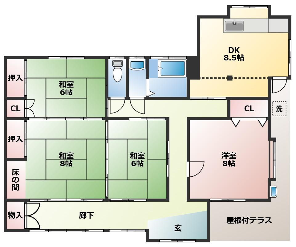 近藤方貸家の間取り|現況と異なる場合があります。