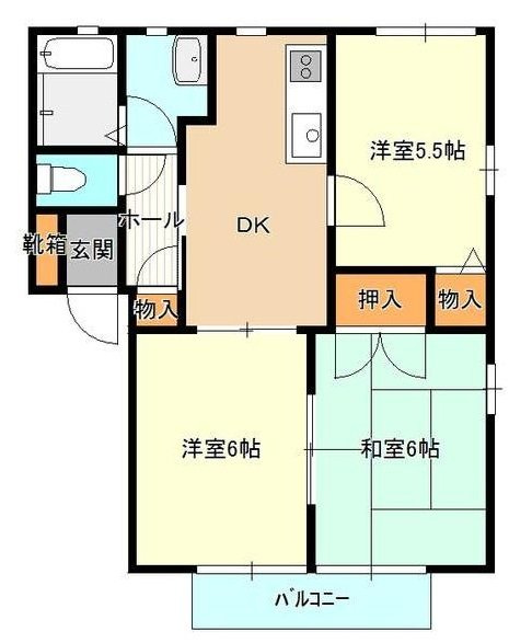 熊本市東区桜木２丁目のアパートの間取り
