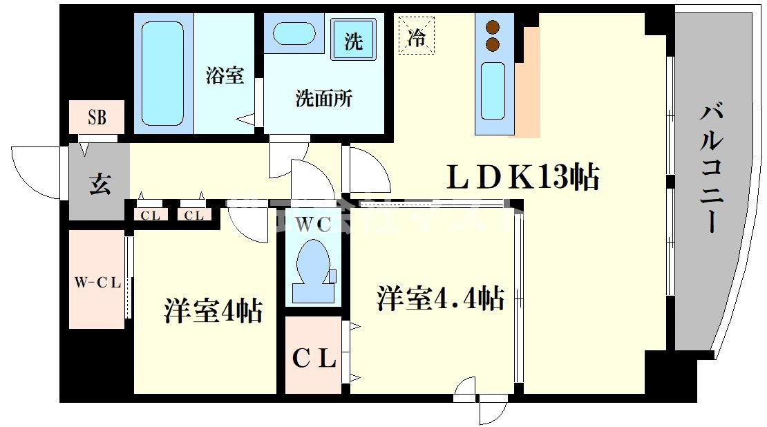 セレニテフラン難波の間取り