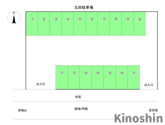 北田駐車場の区画図