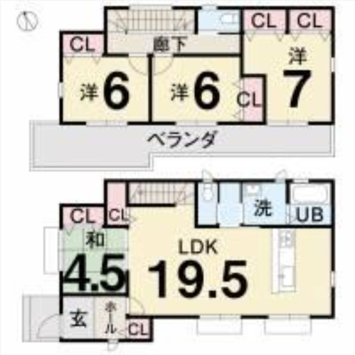 鴨部高町　中古戸建　西棟（未入居）の間取り