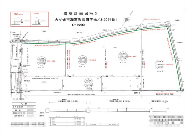 みやま市瀬高町長田分譲地　C号地の区画図