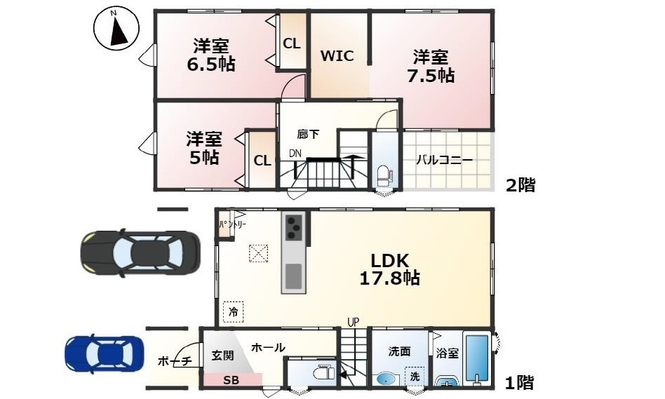 広島市西区新庄町　新築一戸建ての間取り