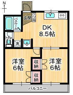 【間取り】 | サンハイツ田中Ⅰ | 203号室は反転タイプです