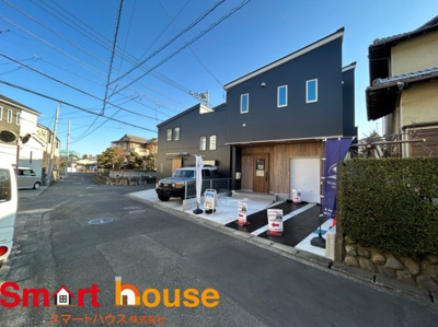 【前面道路含む現地写真】 | 磯部新築1棟　ガレージ付き　並列2台駐車可　学区：新磯小学校・相陽中学校