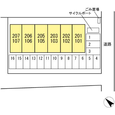 熊本市東区保田窪本町のアパートの区画図