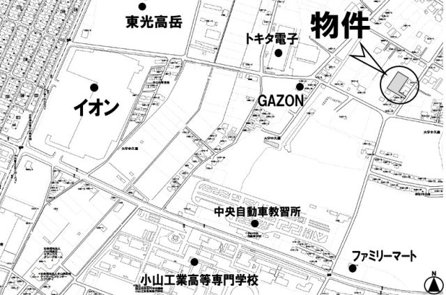小山市中久喜の地図