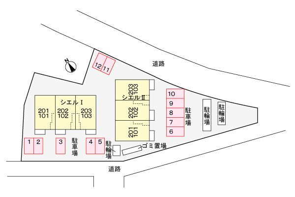 シエルⅠの駐車場