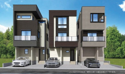 【外観パース】 | 天白区元植田3丁目No.2 全3棟＜仲介手数料無料＞植田小・植田中　新築一戸建て