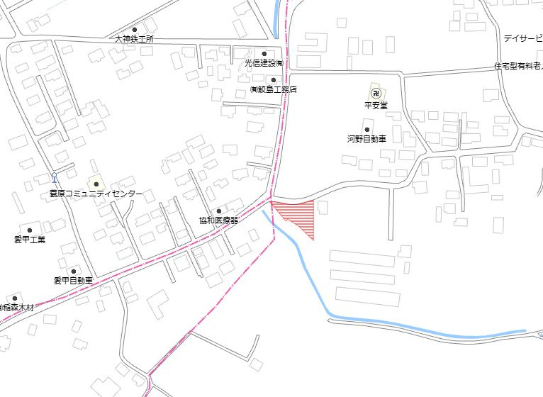 都城市平塚町の売地の土地図