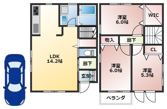 【間取り】 | 国分本町戸建貸家