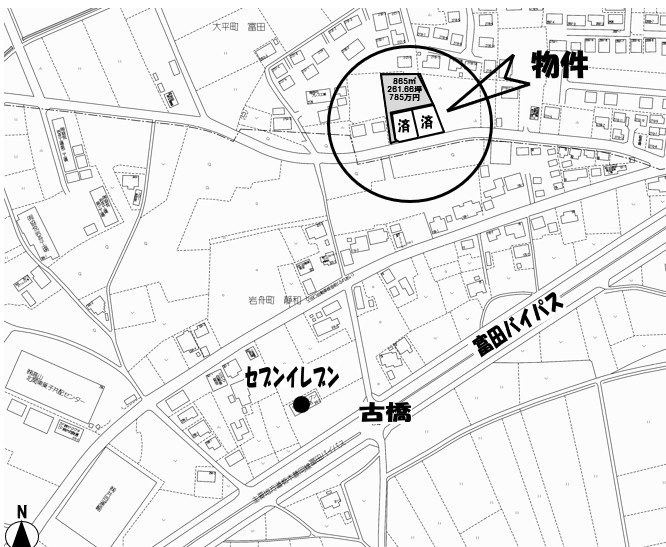 大平町富田の地図
