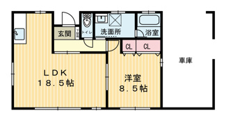 【間取り】 | YMN蓬莱町貸住宅C(ガレージハウス)