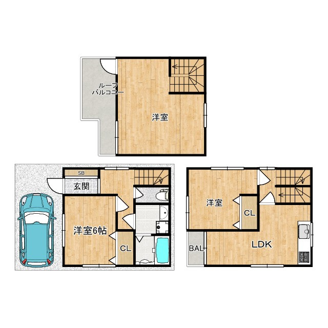 西鶴ケ岡2丁目貸家の間取り