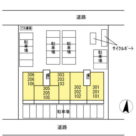 ハピネス江越の区画図