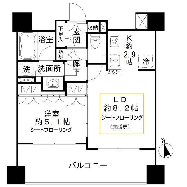ガーラレジデンス文京本郷の間取り|1LDK