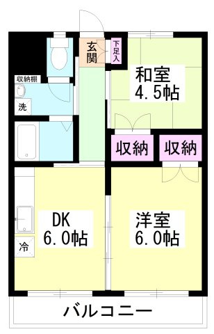 谷津ローズハイツ【当社管理物件】の間取り|反転タイプございます。