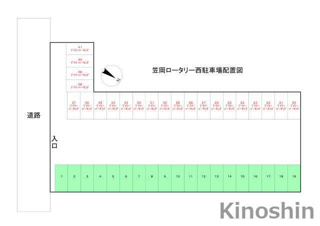 笠岡ロータリー西駐車場の区画図