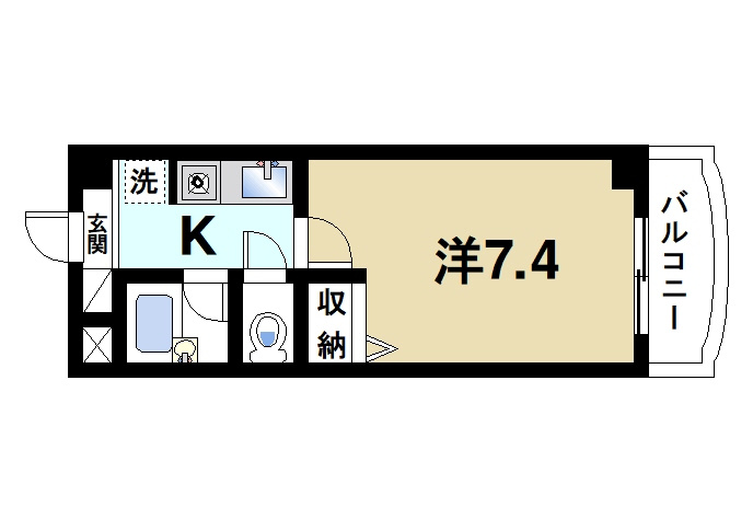 カンパネルラの間取り|1Kのお部屋です